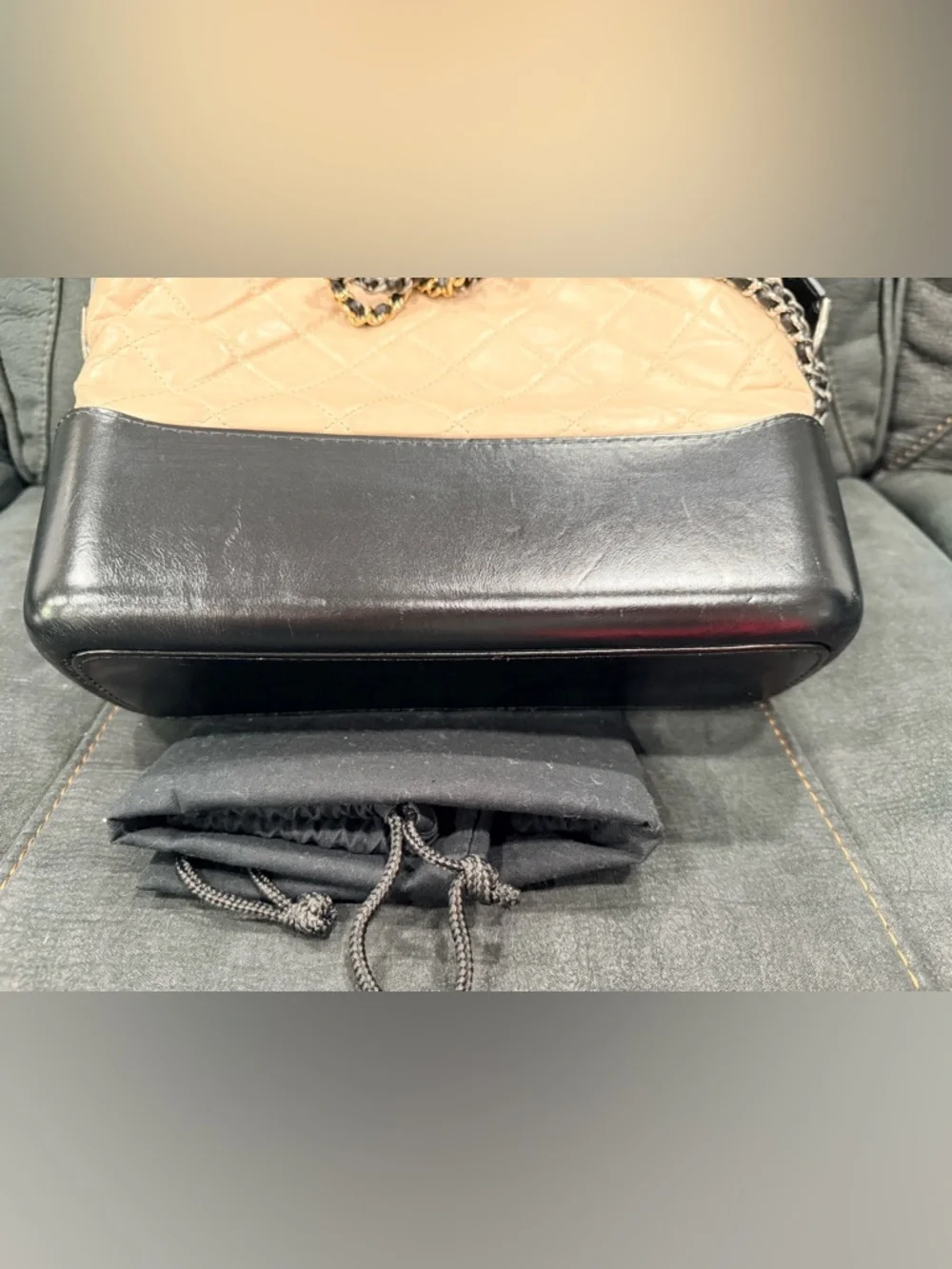 CHANEL gabrielle hobo  Two-Tone Quilted Leather Shoulder Bag in Beige and Black - Picture 7 of 11